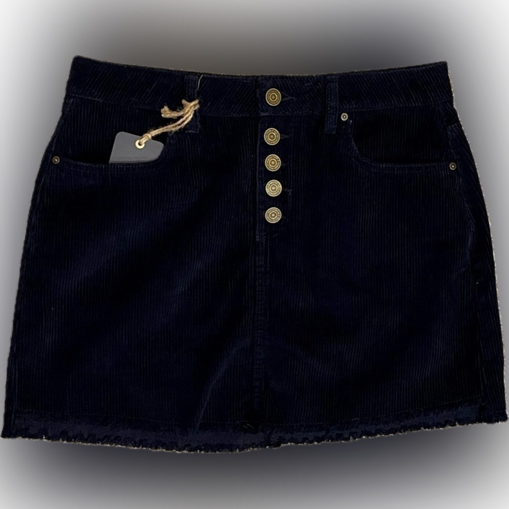 Indigo Blue Corduroy Mini Skirt